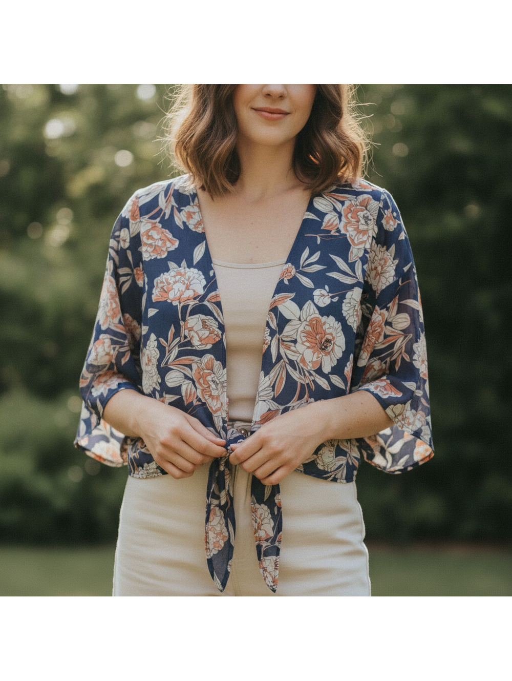 Voll Style Sheer Orange Peony Kimono - Super Comfy & Cute